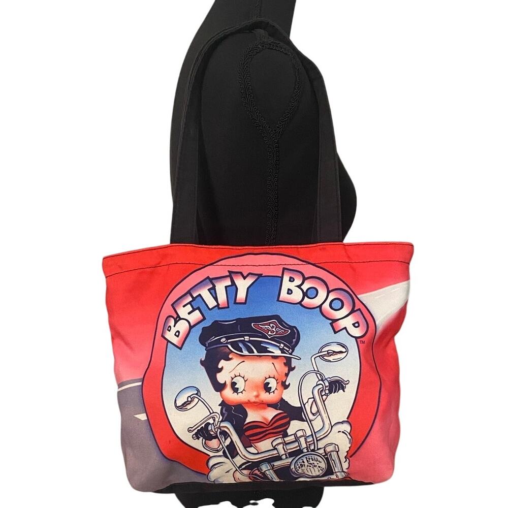 Betty Boop Biker Tote Bag Zip Top Red Graphic Shoulder Bag Y2K Retro Motorcycle